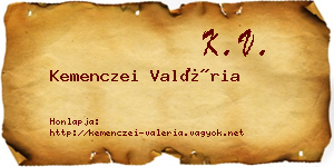 Kemenczei Valéria névjegykártya